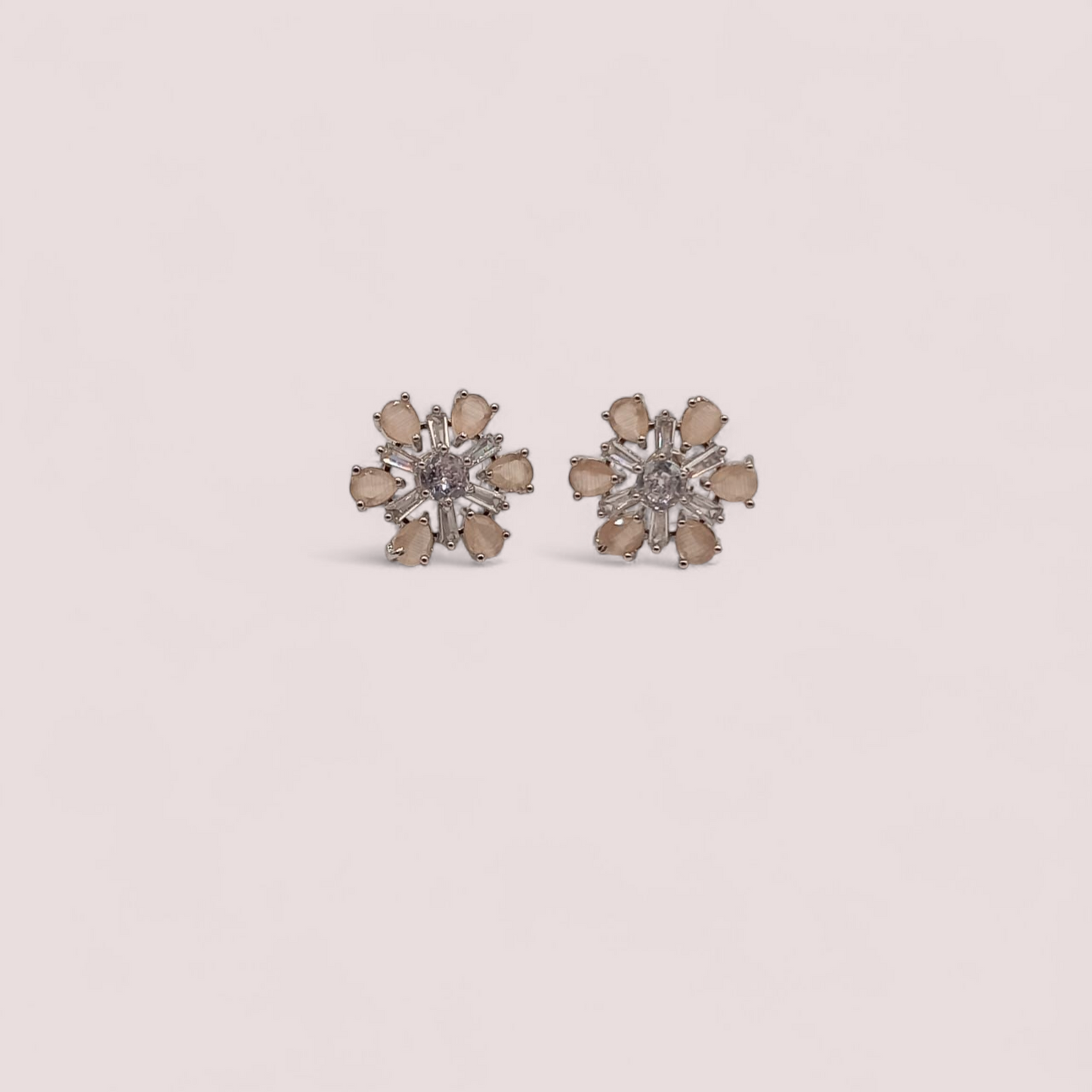 Elegant Champagne Petal Stud Earrings