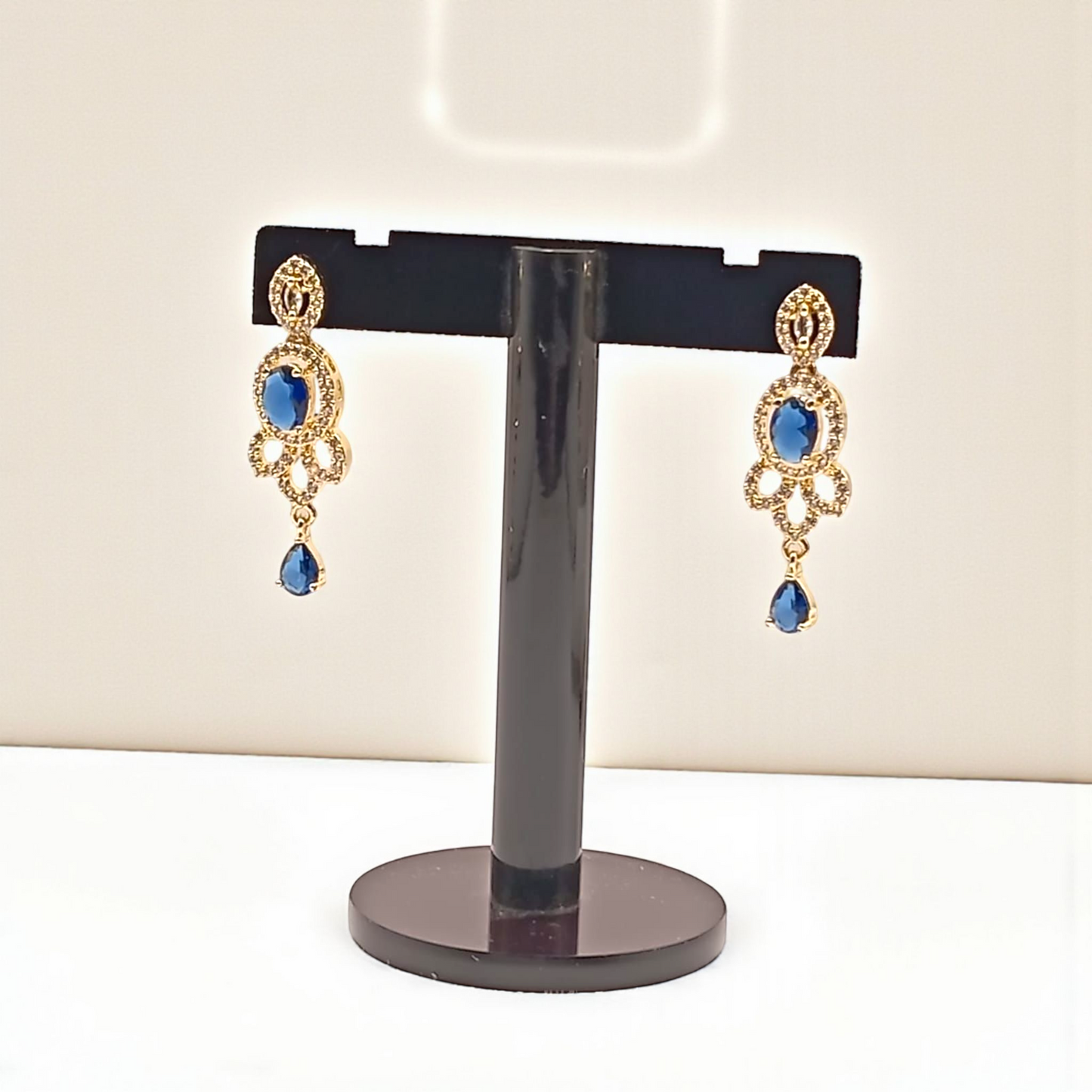 Elegant Blue Stone Drop Earrings