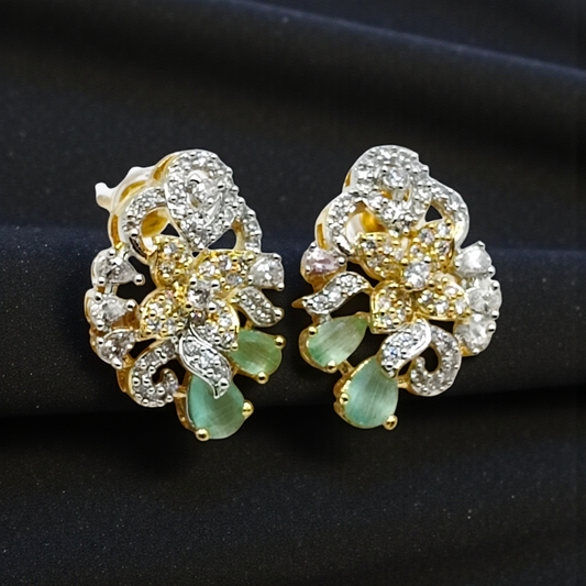 Crystal Floral Stud Earrings Gold Plated Luxury Earrings