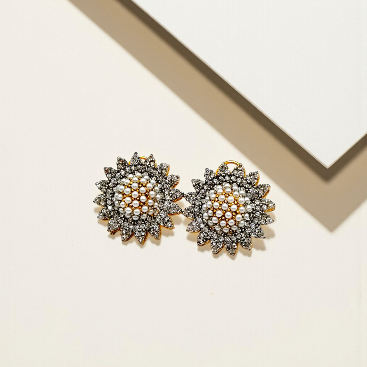 Gold Pearl Dome Earrings