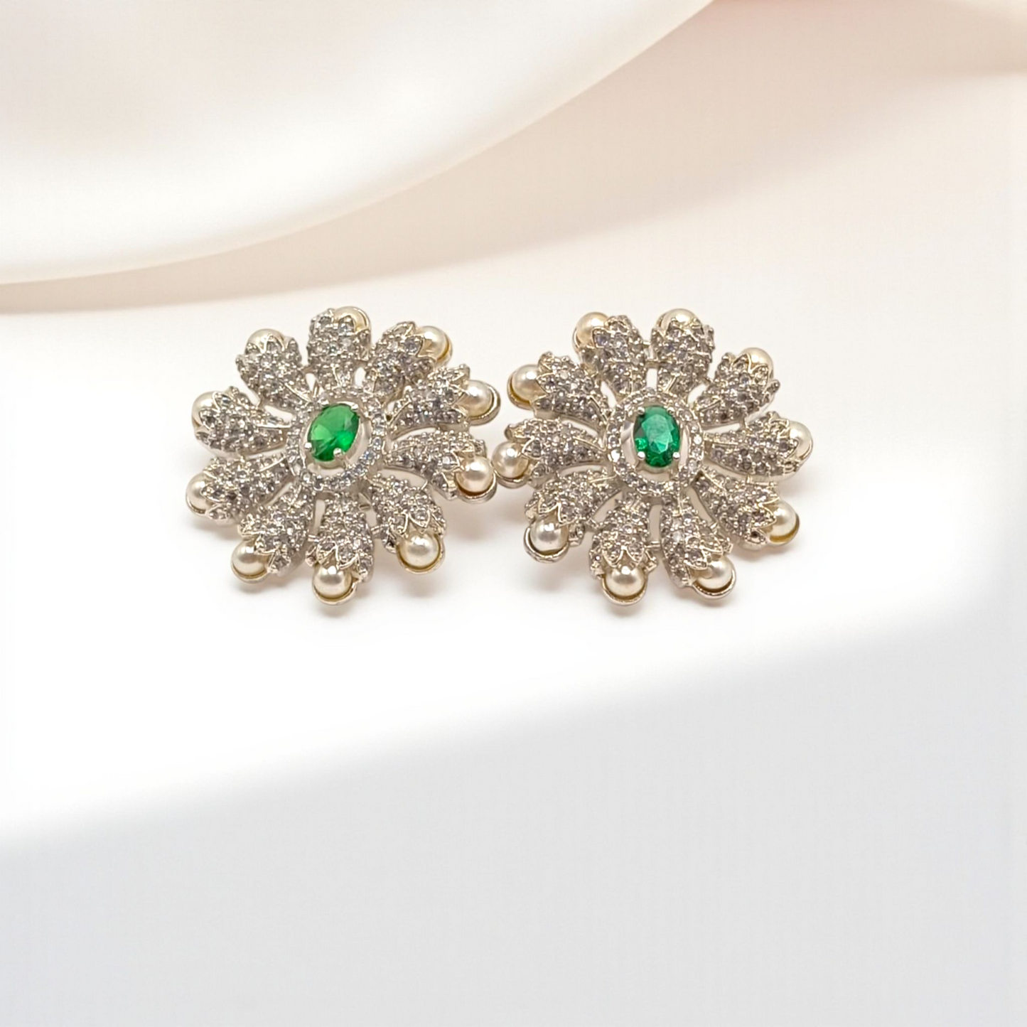 Floral Diamond Stud Earrings