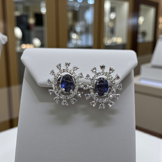 Moonstone Halo Spark Stud Earrings