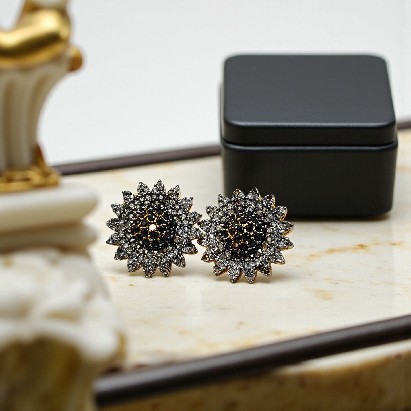Gold Pearl Dome Earrings