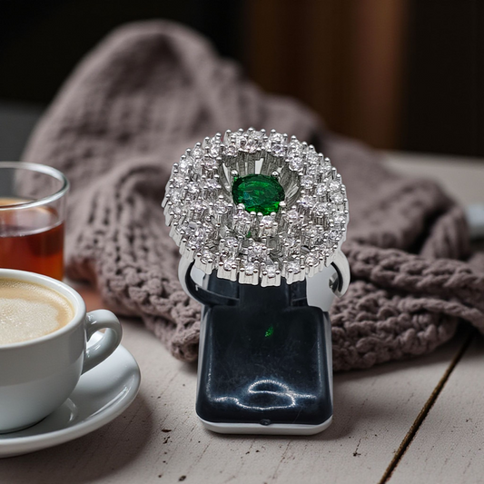 Radiant Halo Ring with Center Stone