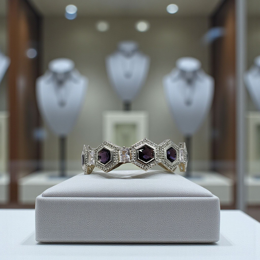 Luxury Hexagon-Cut Crystal Bracelet with Premium Detailing