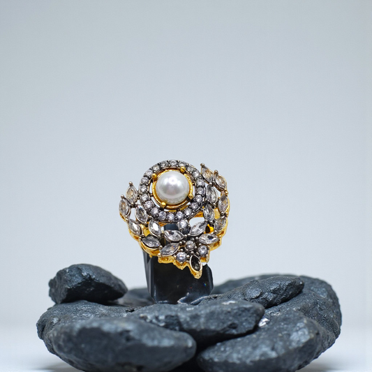 Regal Pearl & Crystal Bloom Rings