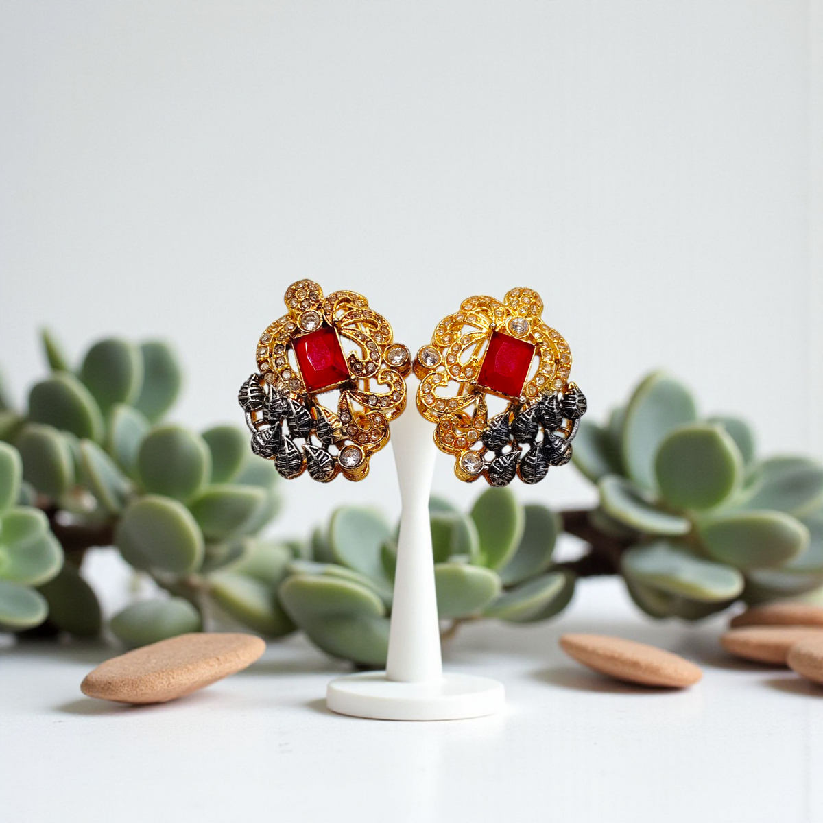 Gold Bloom Sparkle Studs