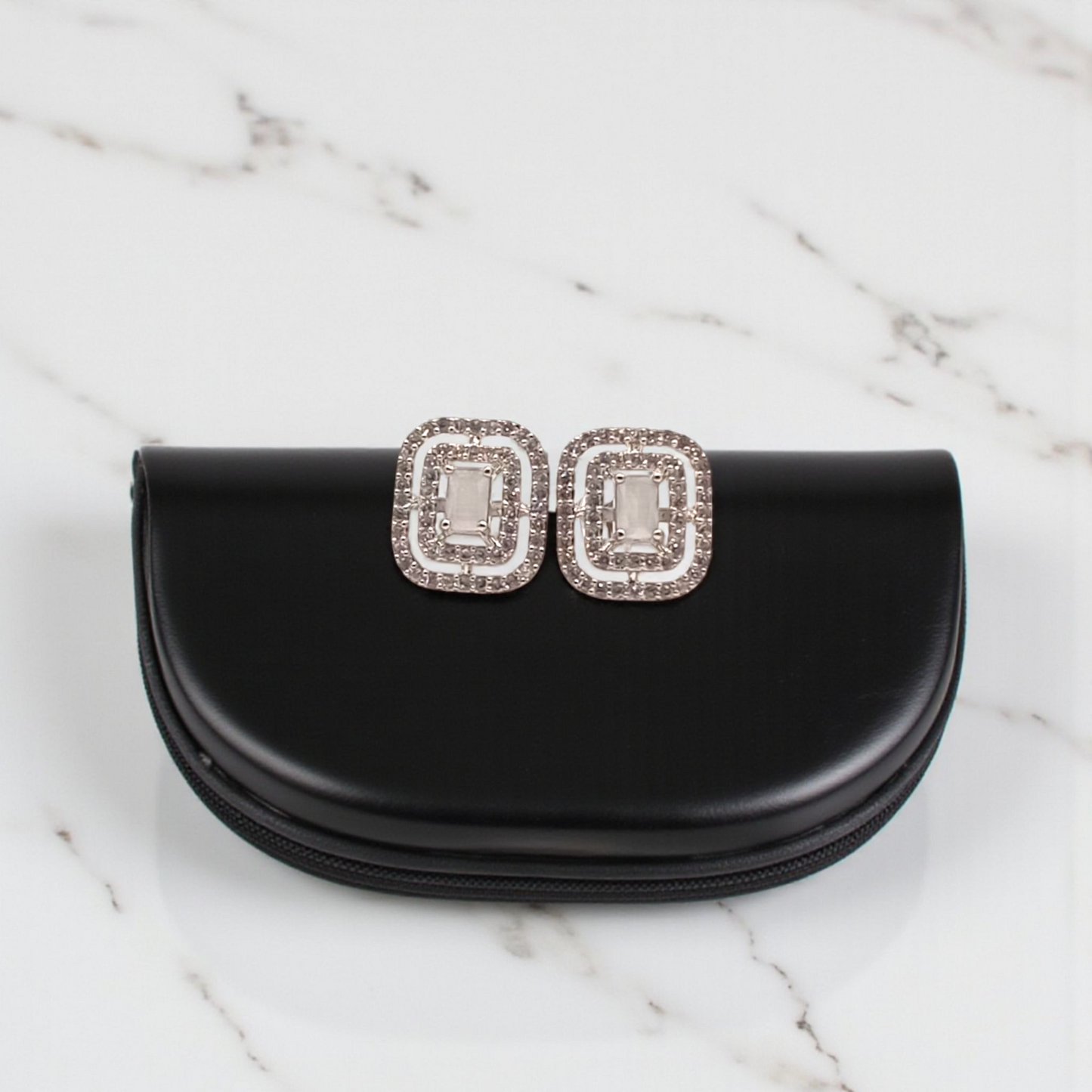 Geometric Double Halo Stud Earrings
