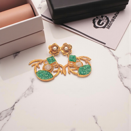 Pearl Bloom Stone Jhumka