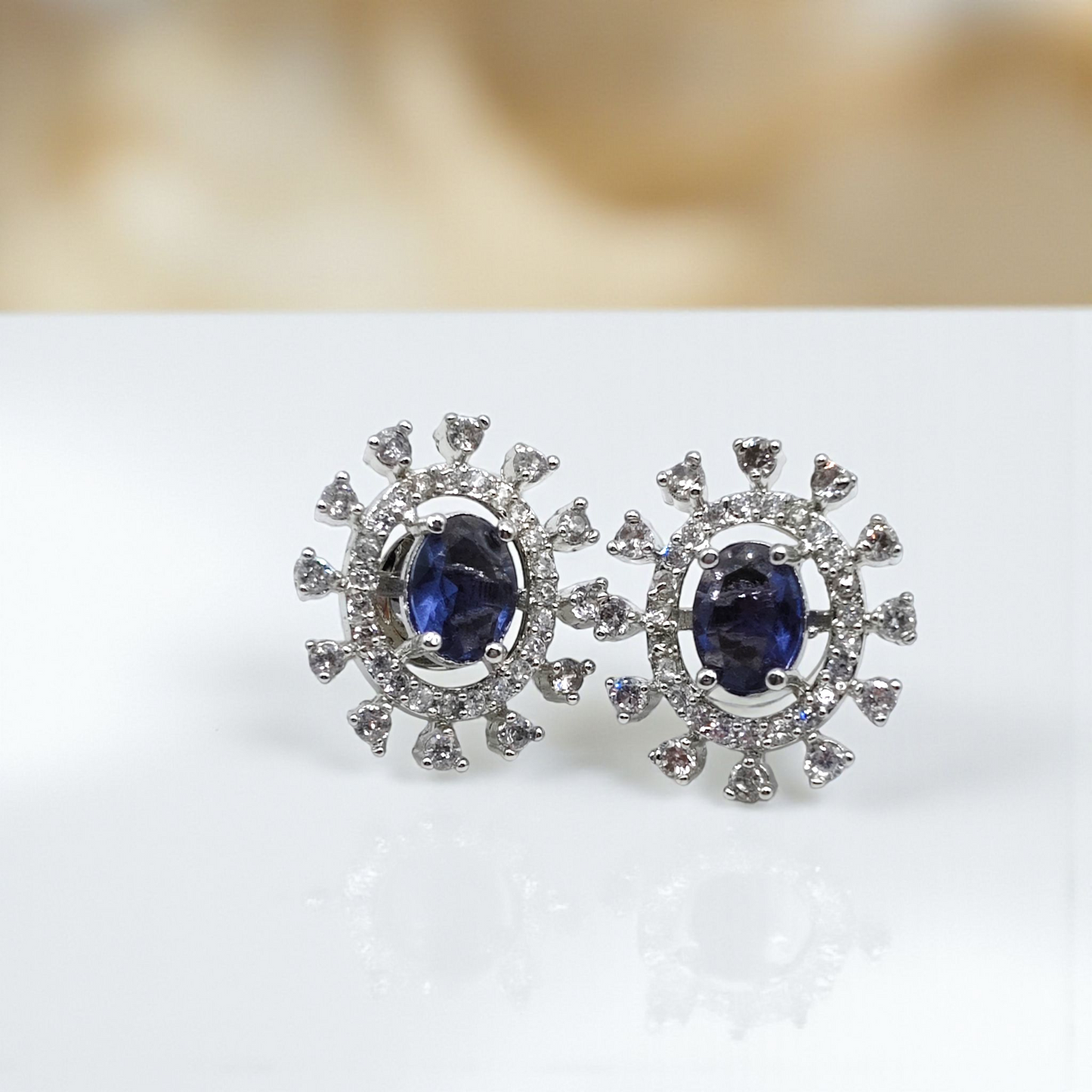 Moonstone Halo Spark Stud Earrings