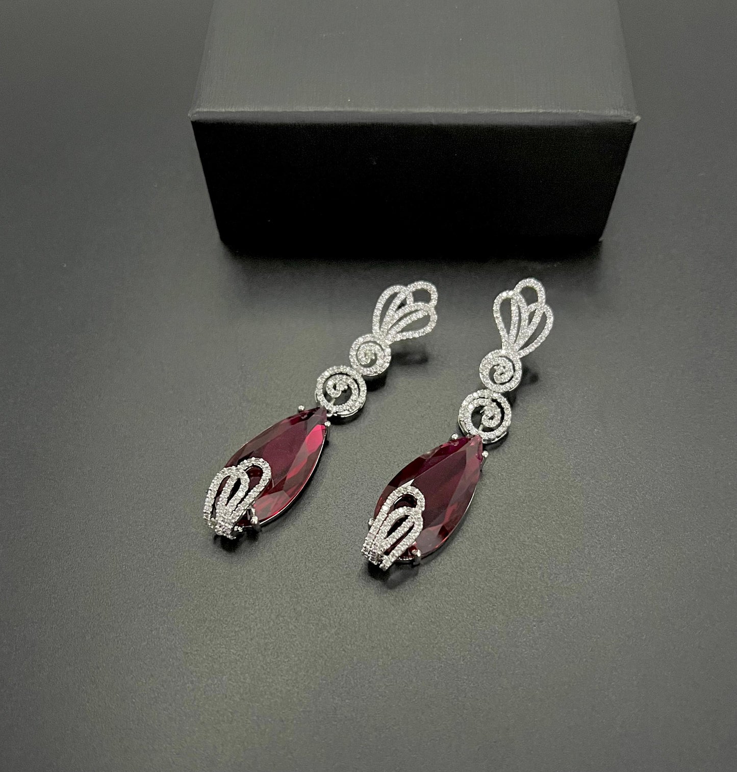 Emerald Teardrop Crystal Long Dangling Earrings – Premium Zircon Detailing