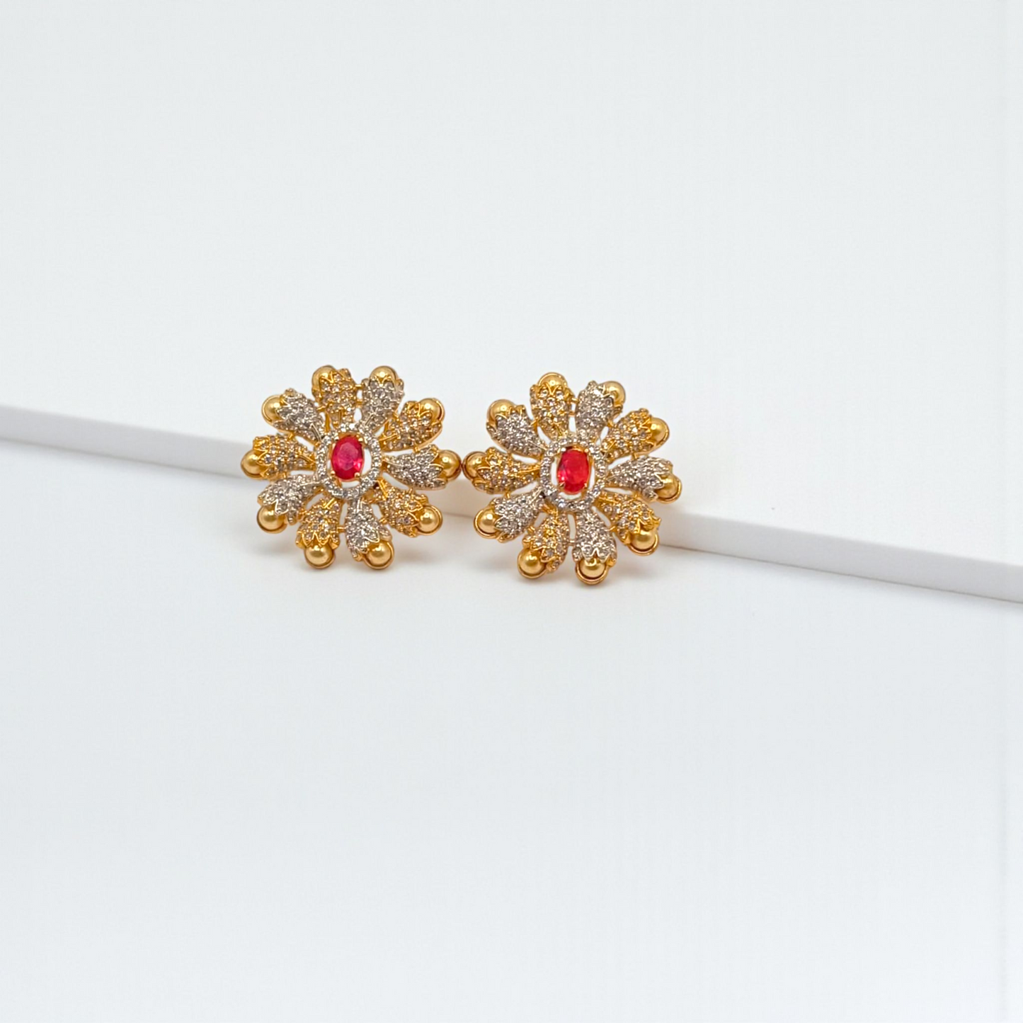Floral Diamond Stud Earrings