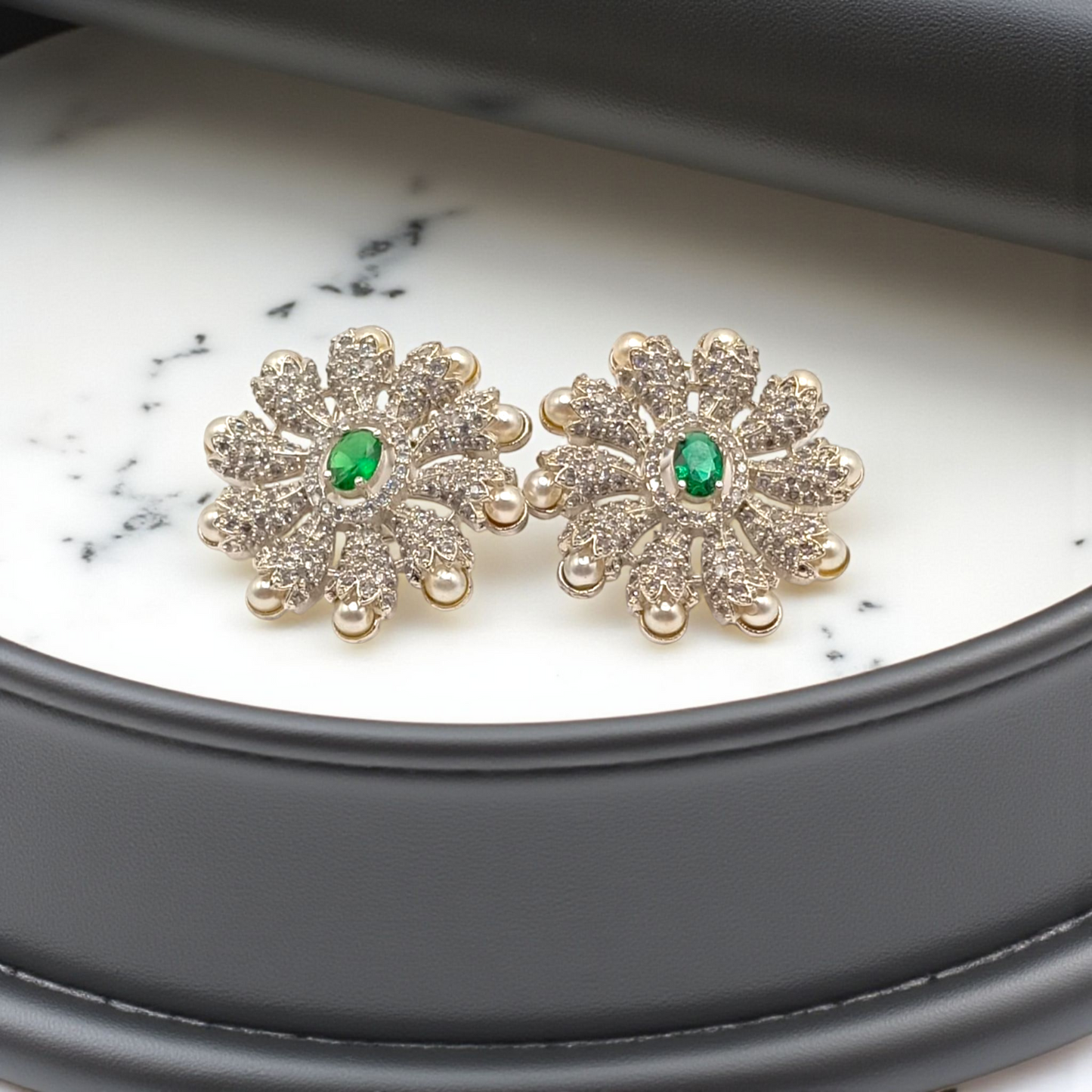 Floral Diamond Stud Earrings