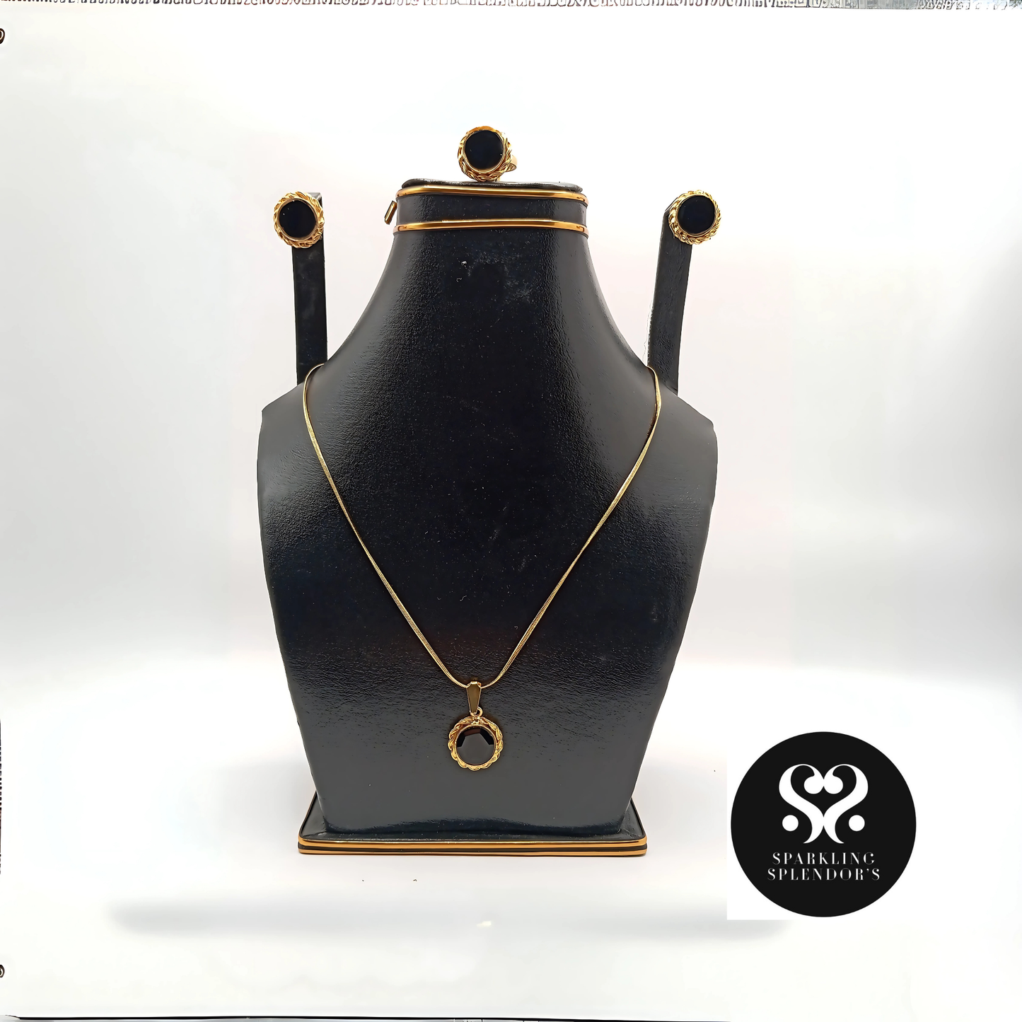 Elegant Stone Charm Pendant Set