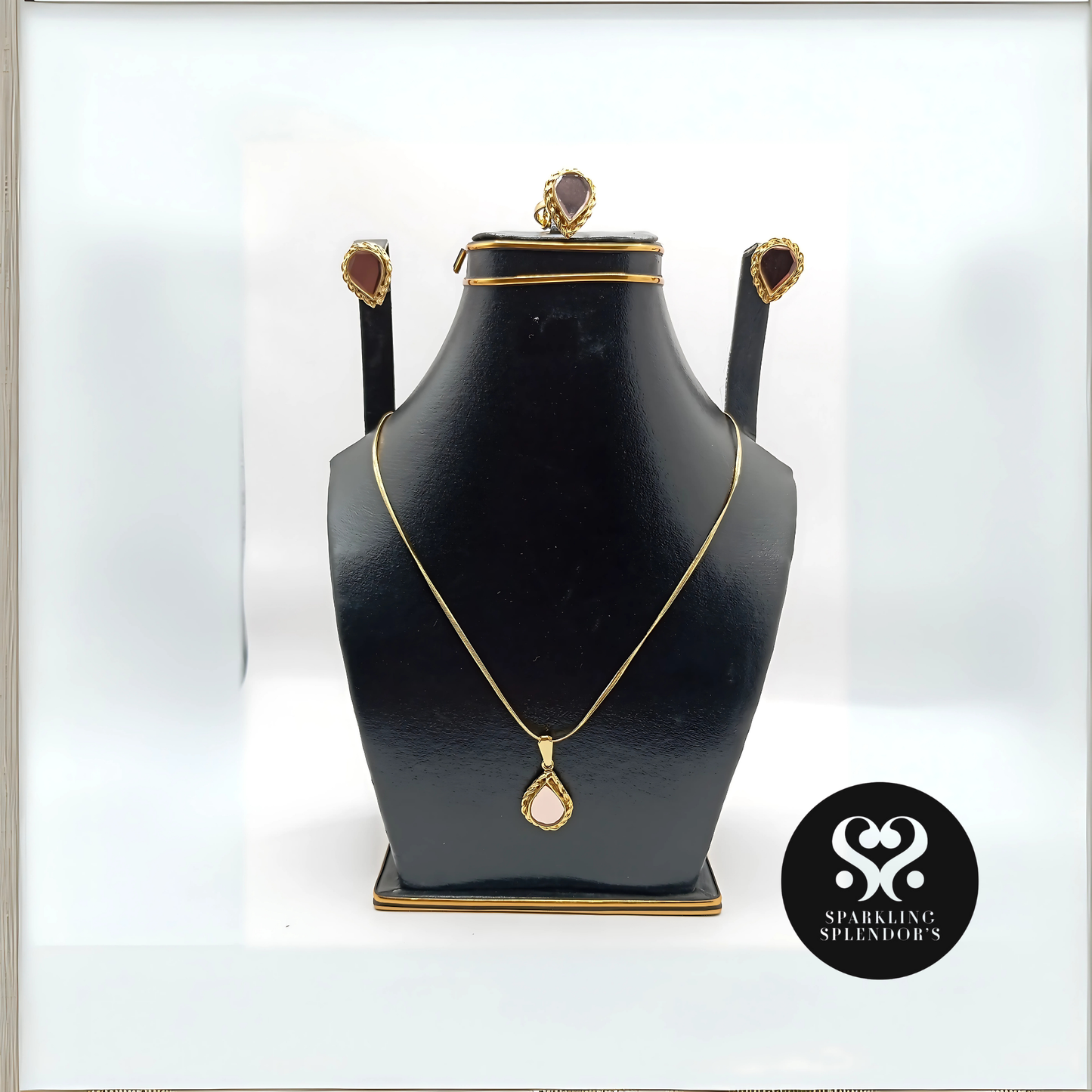 Elegant Stone Charm Pendant Set