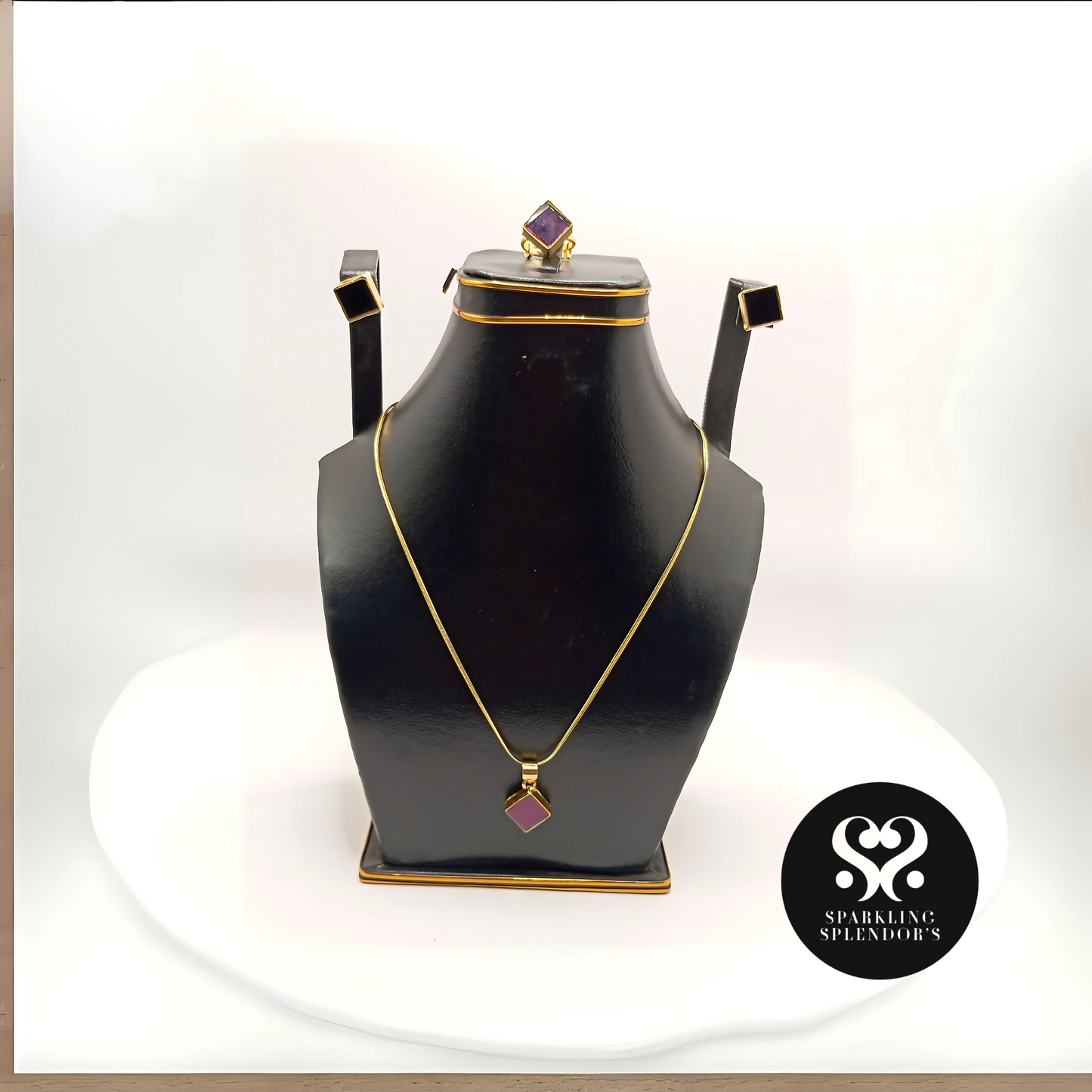 Elegant Stone Charm Pendant Set