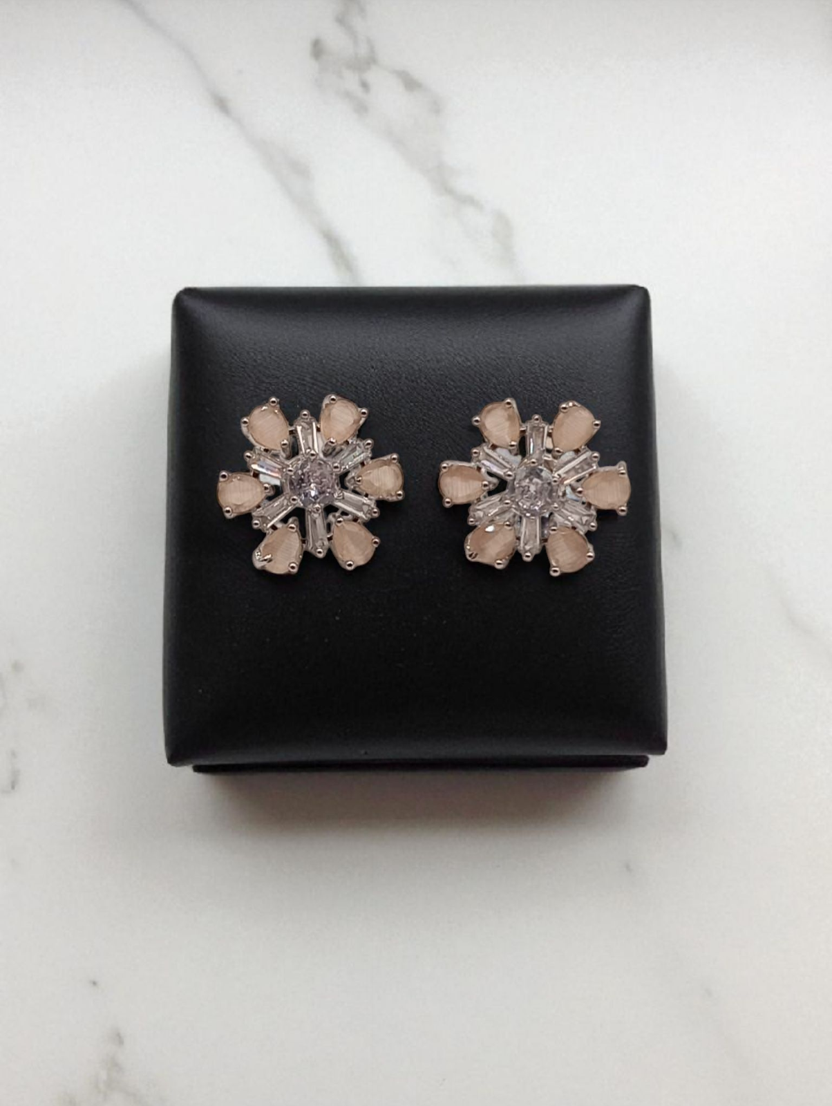 Elegant Champagne Petal Stud Earrings