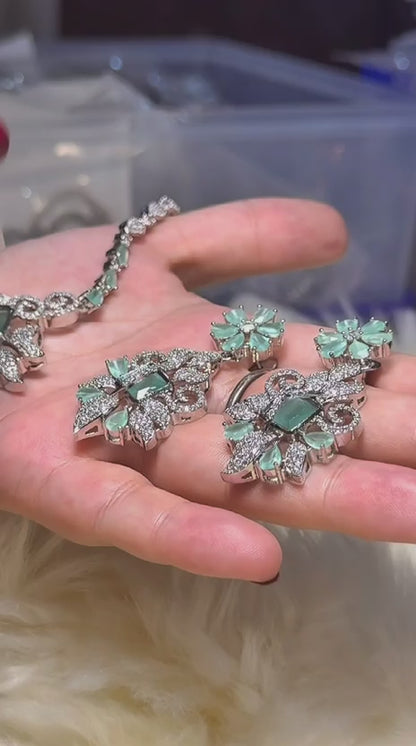 Emerald Bloom Statement Jewellery Set