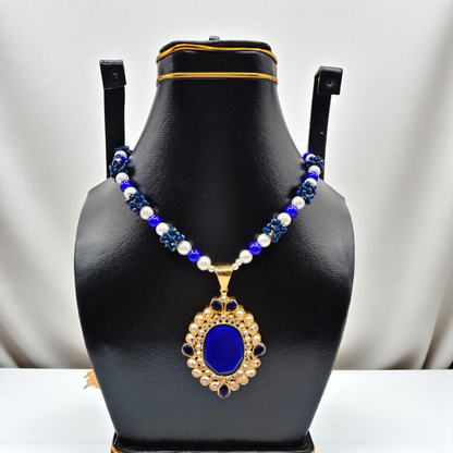 Beaded Kundan Statement Pendant Set