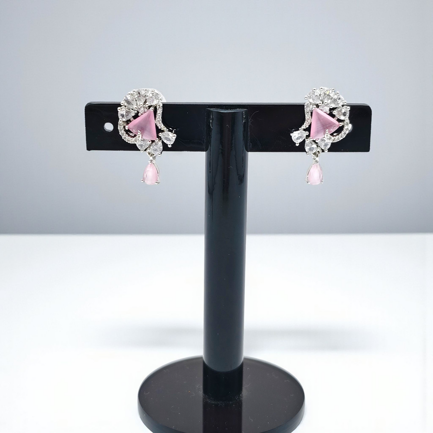 Sapphire Blue Drop Earrings with Diamond Accents