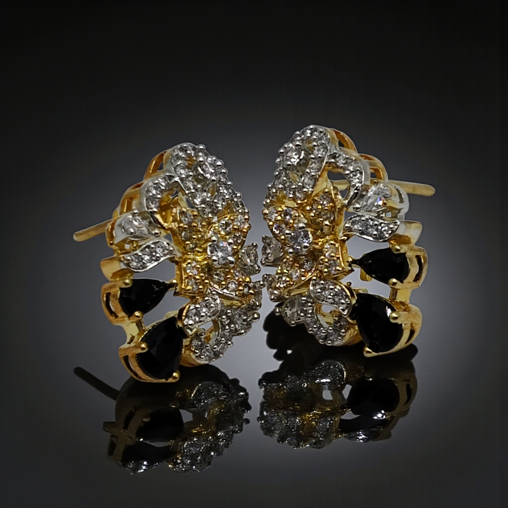 Crystal Floral Stud Earrings  Gold Plated Luxury Earrings