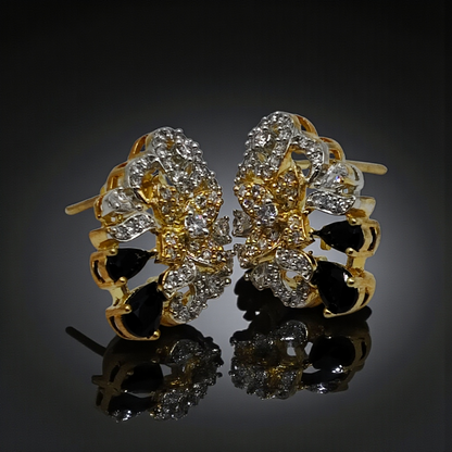 Crystal Floral Stud Earrings  Gold Plated Luxury Earrings