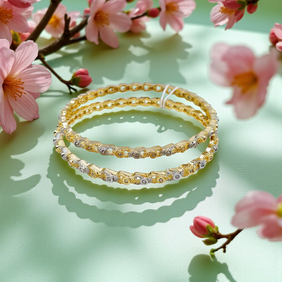Radiance Bangles – Intricate Floral CZ Design