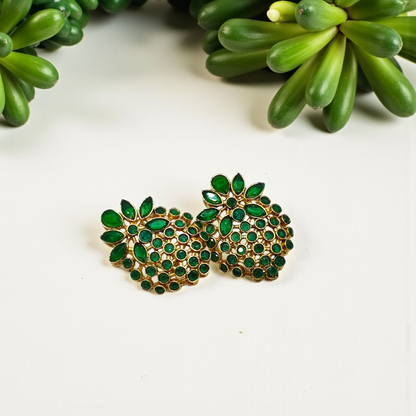 Floral Cluster Stud Earrings with Premium Stones – Different Colours