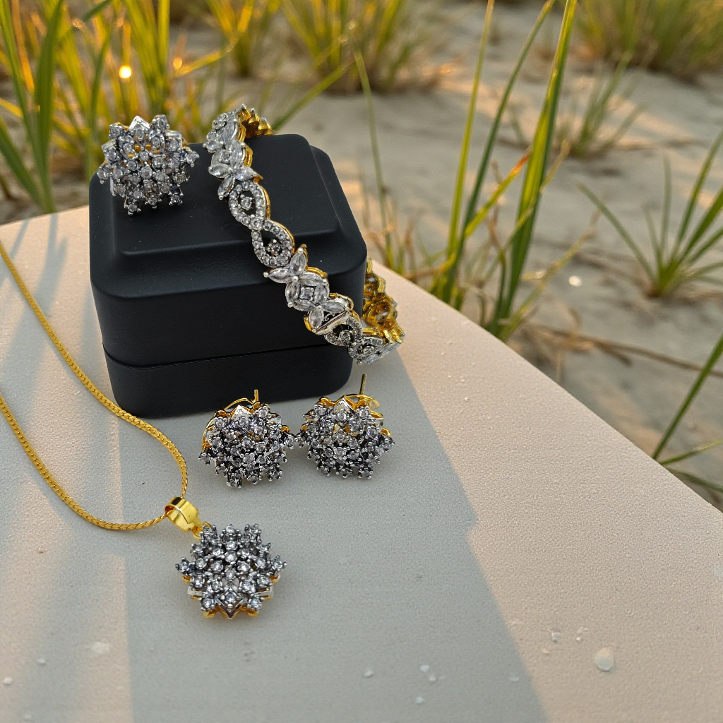 Luxury Gold-Plated Crystal Diamond Cut Jewelry Set