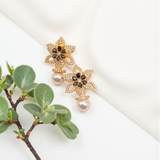 Floral Crystal Studs with Pearl Drop