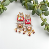 Hand-Painted Meenakari Dangler Chandelier with Antique Finish