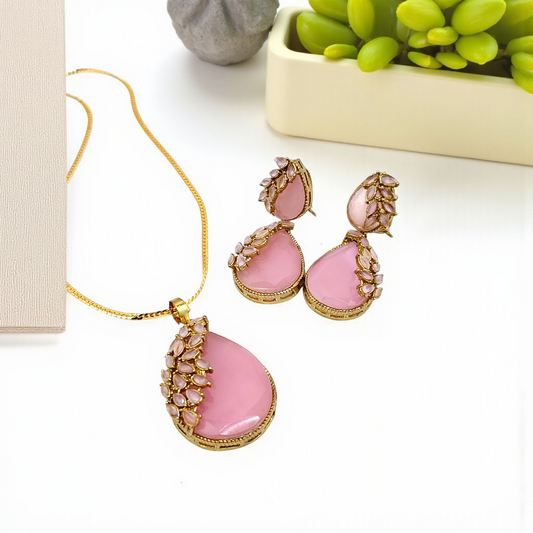 ✨ Elegant Teardrop Necklace & Earrings Set – Available in 4 Colors