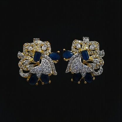 Crystal Floral Stud Earrings Multicolour