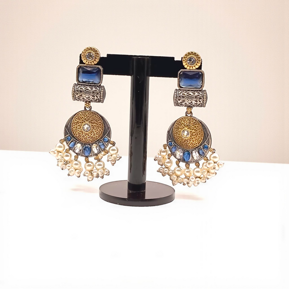 Floral Gemstone Statement long Chandelier