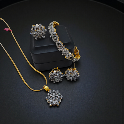 Luxury Gold-Plated Crystal Diamond Cut Jewelry Set