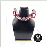 "Ruby Bloom Pearl Chokar – Handmade Elegance"