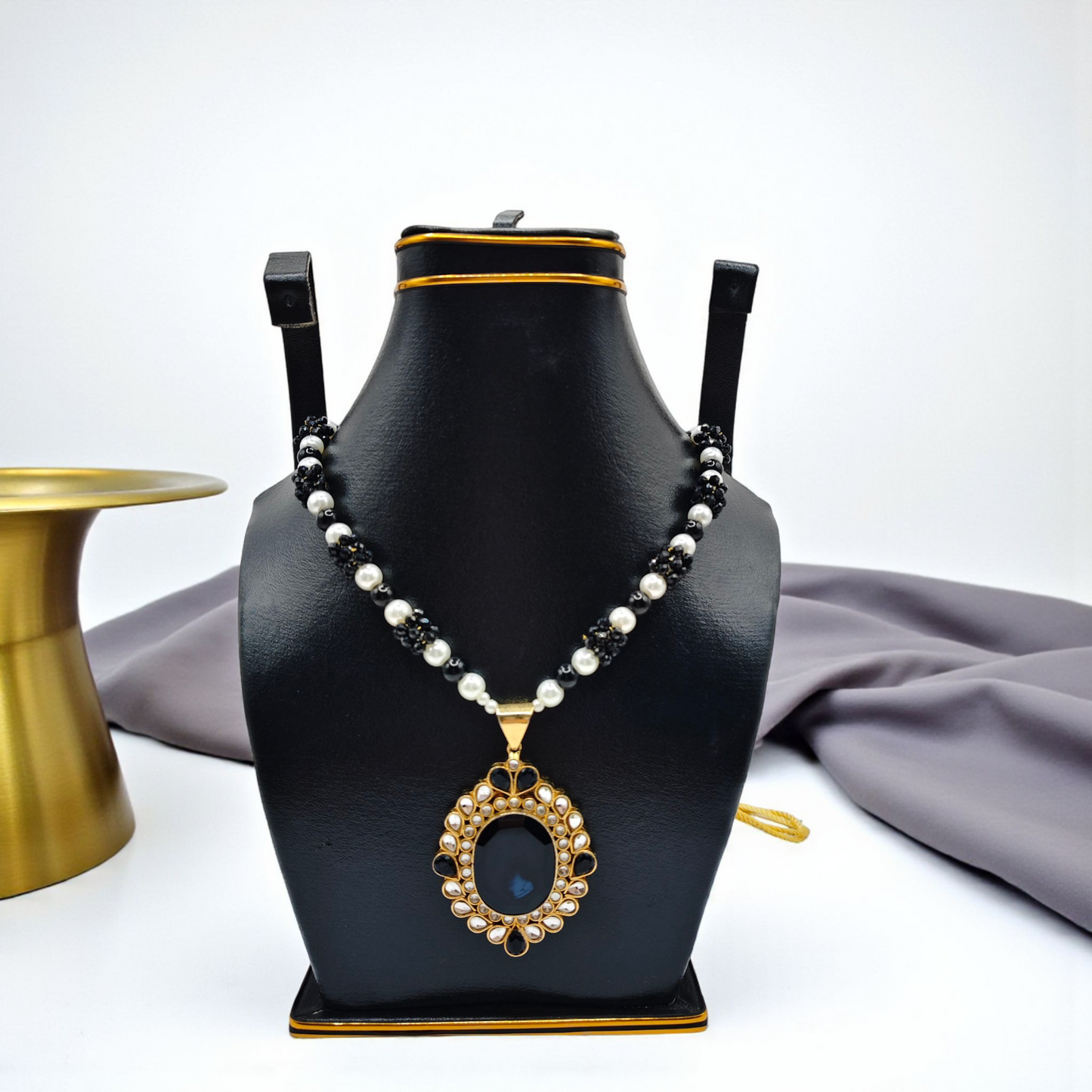 Beaded Kundan Statement Pendant Necklace