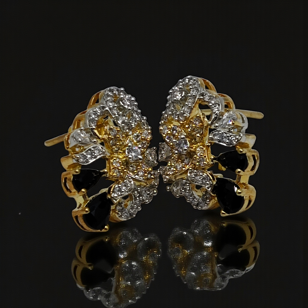 Crystal Floral Stud Earrings  Gold Plated Luxury Earrings