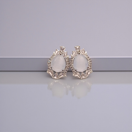 Moonlight Teardrop Zircon Halo Stud Earrings