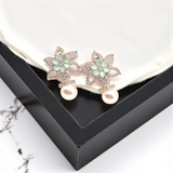 Floral Crystal Studs with Pearl Drop