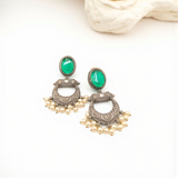 Antique Stone Chandelier Oxidize Hoop