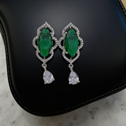 Lavender Marquise Stone Drop Studs with Crystal Halo