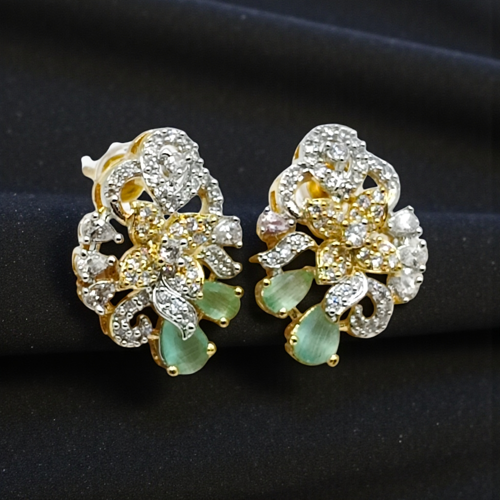 Crystal Floral Stud Earrings  Gold Plated Luxury Earrings