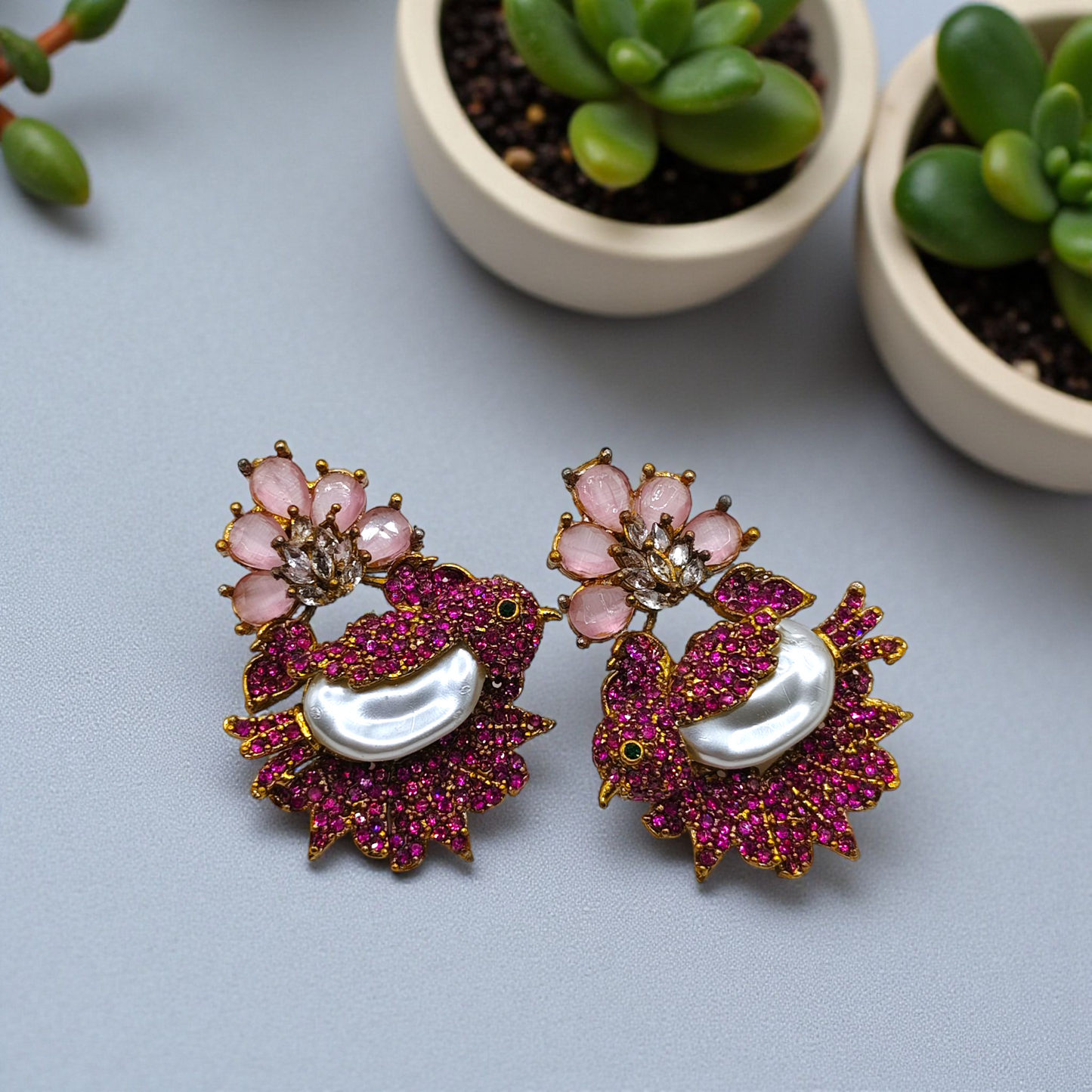 Luxury Statement Pearl & Stone Earrings – Vintage Royal Collection(4 design)