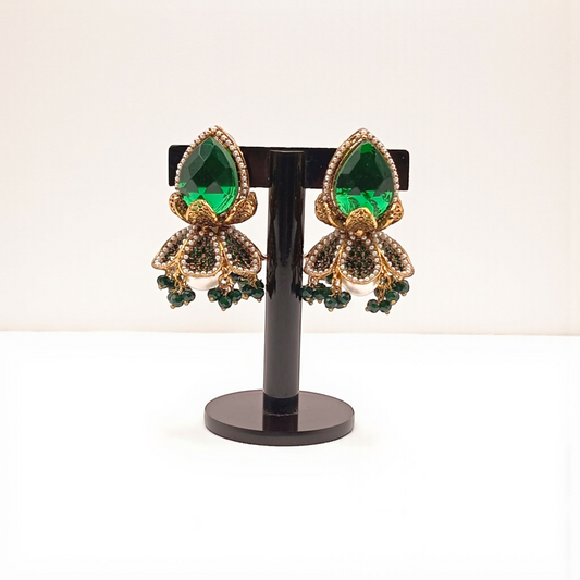 Royal Statement Earrings with Pearl and Bead Detailing