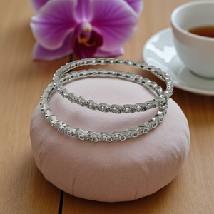 Radiance Bangles – Intricate Floral CZ Design