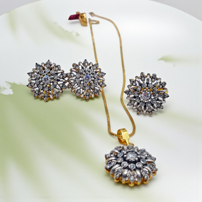 Noor Bloom Floral Pendant Set