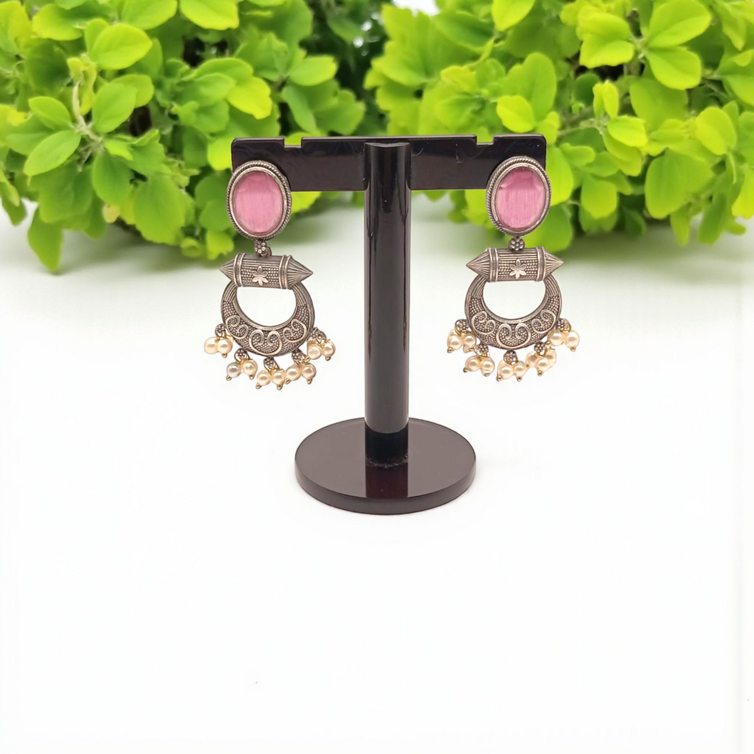 Antique Stone Chandelier Oxidize Hoop