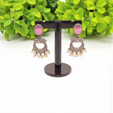 Antique Stone Chandelier Oxidize Hoop