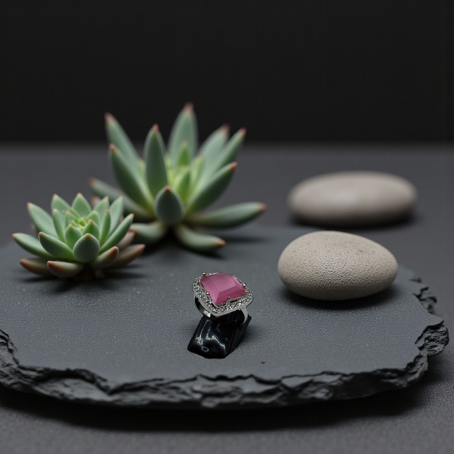 Square-Cut Gemstone Elegance Rings